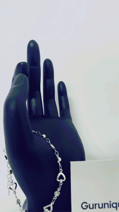 Gurunique Women's 925 Sterling Silver Heart Bracelet