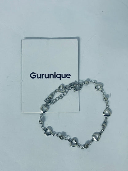 Gurunique Women's 925 Sterling Silver Heart Bracelet