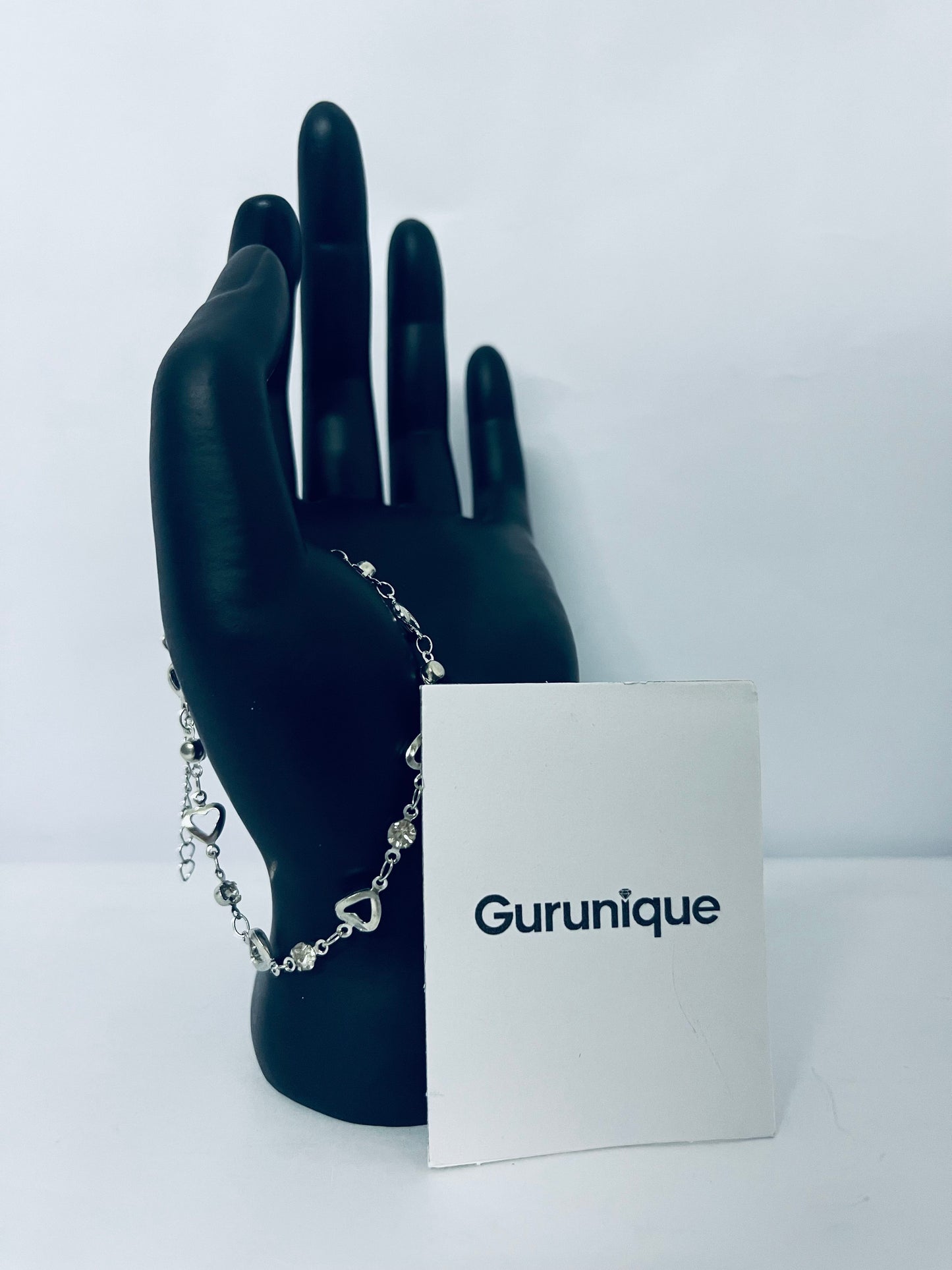 Gurunique Women's 925 Sterling Silver Heart Bracelet