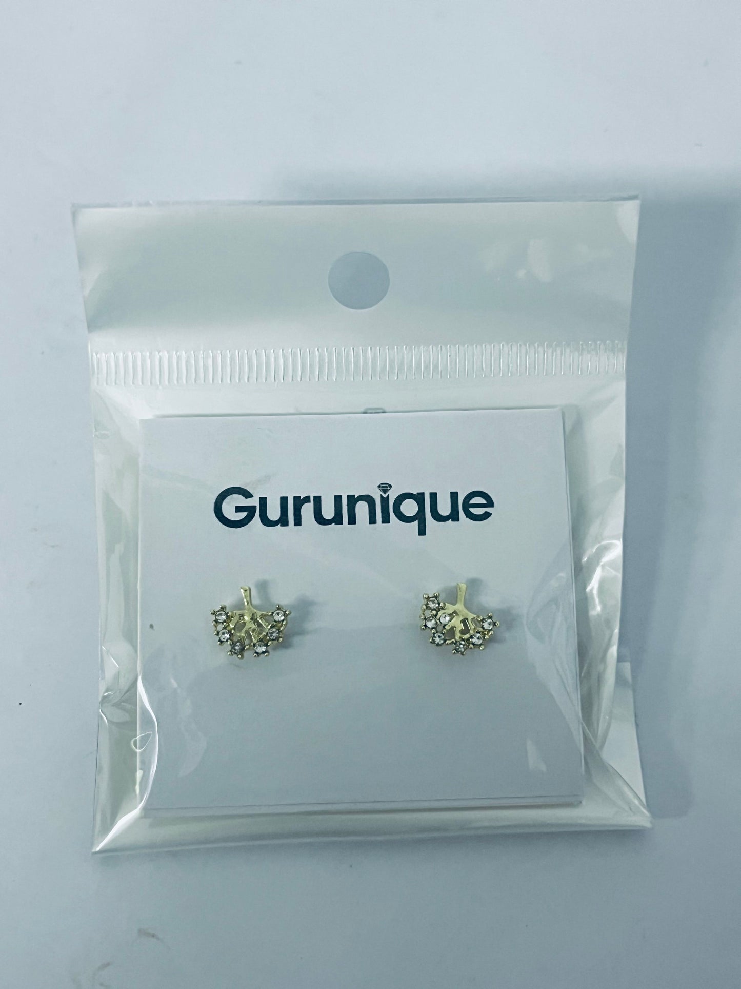 Gurunique Gold Stud Earrings Set for Women , Fashion  Cubic Zirconia Tree Earrings Packs Piercings, Hypoallergenic Stud Hoops Earrings for Gift