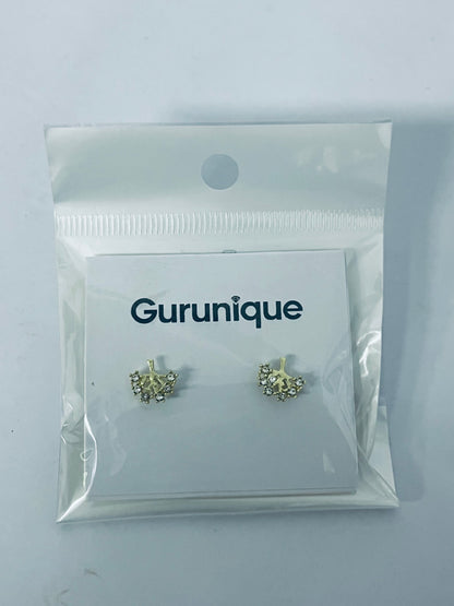 Gurunique Gold Stud Earrings Set for Women , Fashion  Cubic Zirconia Tree Earrings Packs Piercings, Hypoallergenic Stud Hoops Earrings for Gift