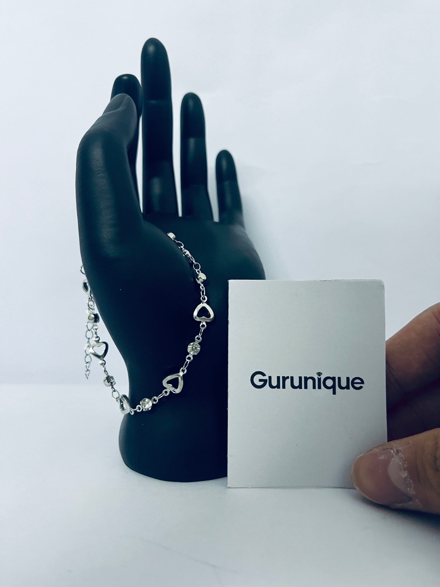 Gurunique Women's 925 Sterling Silver Heart Bracelet