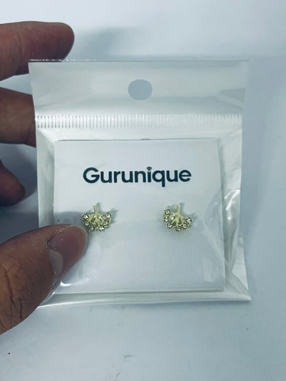 Gurunique Gold Stud Earrings Set for Women , Fashion  Cubic Zirconia Tree Earrings Packs Piercings, Hypoallergenic Stud Hoops Earrings for Gift