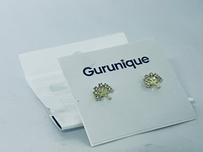 Gurunique Gold Stud Earrings Set for Women , Fashion  Cubic Zirconia Tree Earrings Packs Piercings, Hypoallergenic Stud Hoops Earrings for Gift