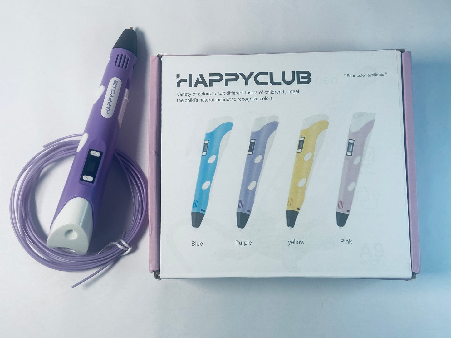 HAPPYCLUB 3D Printing Pen with Display - Includes 3D Pen, 4 Starter Colors of PLA Filament, Stencil Book + Project Guide, and Charger