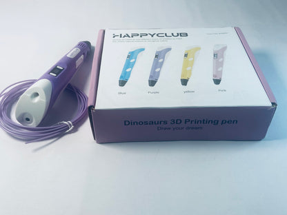 HAPPYCLUB 3D Printing Pen with Display - Includes 3D Pen, 4 Starter Colors of PLA Filament, Stencil Book + Project Guide, and Charger