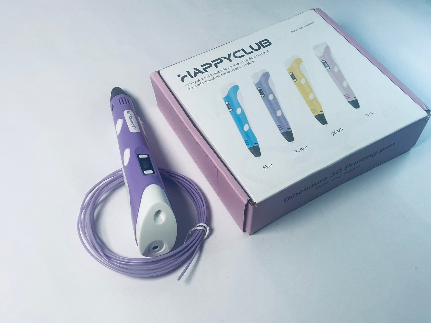 HAPPYCLUB 3D Printing Pen with Display - Includes 3D Pen, 4 Starter Colors of PLA Filament, Stencil Book + Project Guide, and Charger