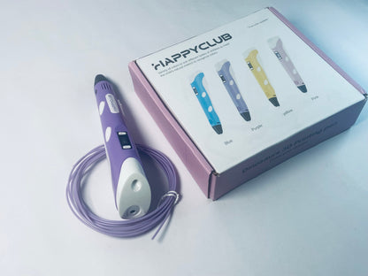 HAPPYCLUB 3D Printing Pen with Display - Includes 3D Pen, 4 Starter Colors of PLA Filament, Stencil Book + Project Guide, and Charger