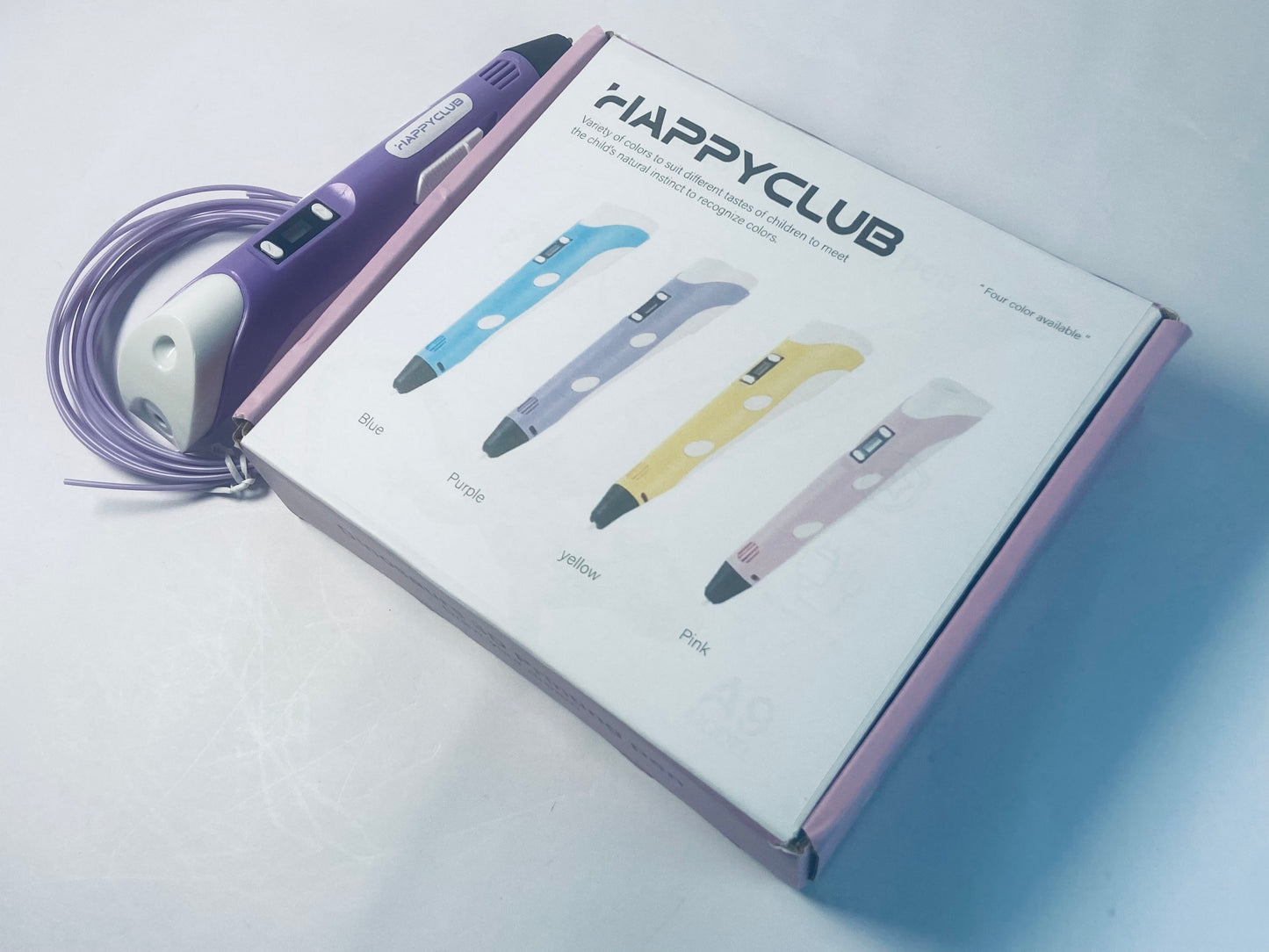 HAPPYCLUB 3D Printing Pen with Display - Includes 3D Pen, 4 Starter Colors of PLA Filament, Stencil Book + Project Guide, and Charger
