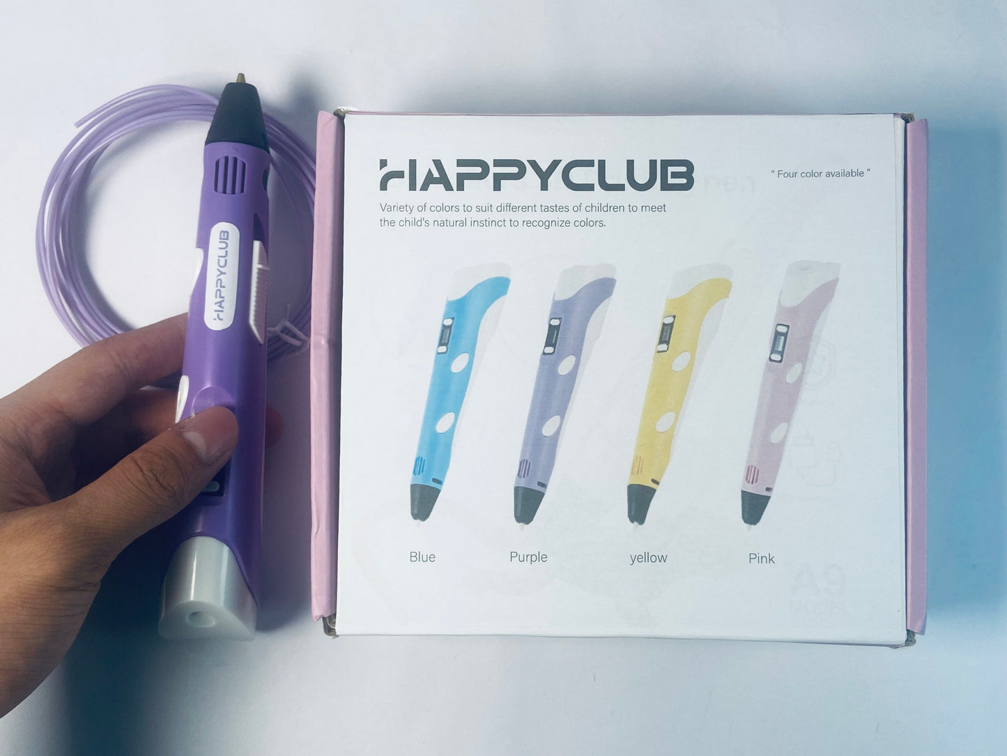 HAPPYCLUB 3D Printing Pen with Display - Includes 3D Pen, 4 Starter Colors of PLA Filament, Stencil Book + Project Guide, and Charger