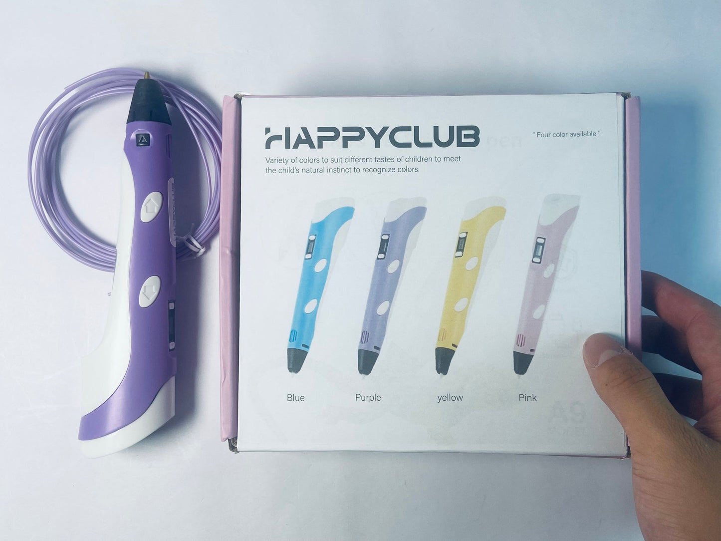 HAPPYCLUB 3D Printing Pen with Display - Includes 3D Pen, 4 Starter Colors of PLA Filament, Stencil Book + Project Guide, and Charger