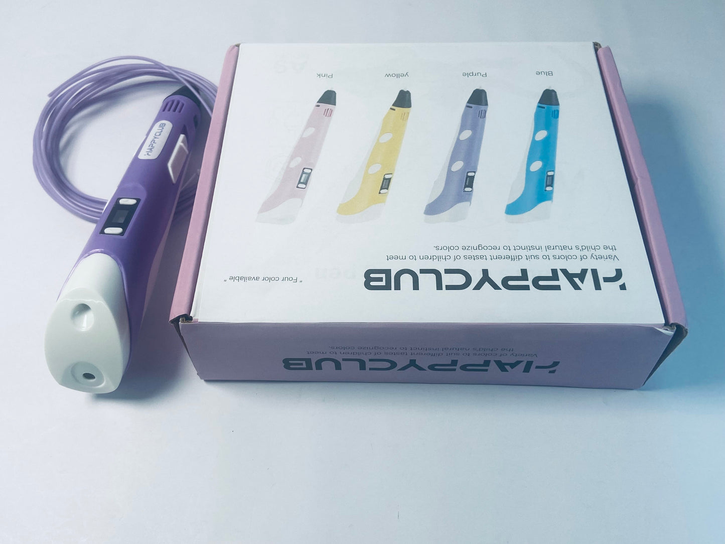 HAPPYCLUB 3D Printing Pen with Display - Includes 3D Pen, 4 Starter Colors of PLA Filament, Stencil Book + Project Guide, and Charger
