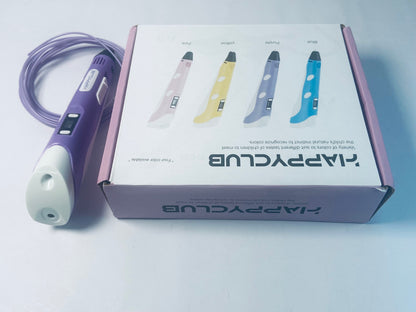 HAPPYCLUB 3D Printing Pen with Display - Includes 3D Pen, 4 Starter Colors of PLA Filament, Stencil Book + Project Guide, and Charger