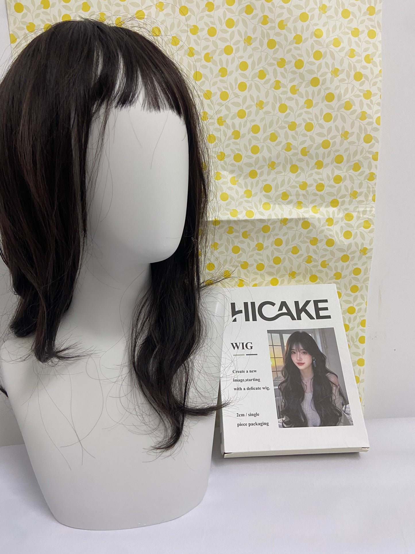 HICAKE Wigs Long Black Straight Hair Wig with Bangs Synthetic High Temperature Fiber Wig for Women