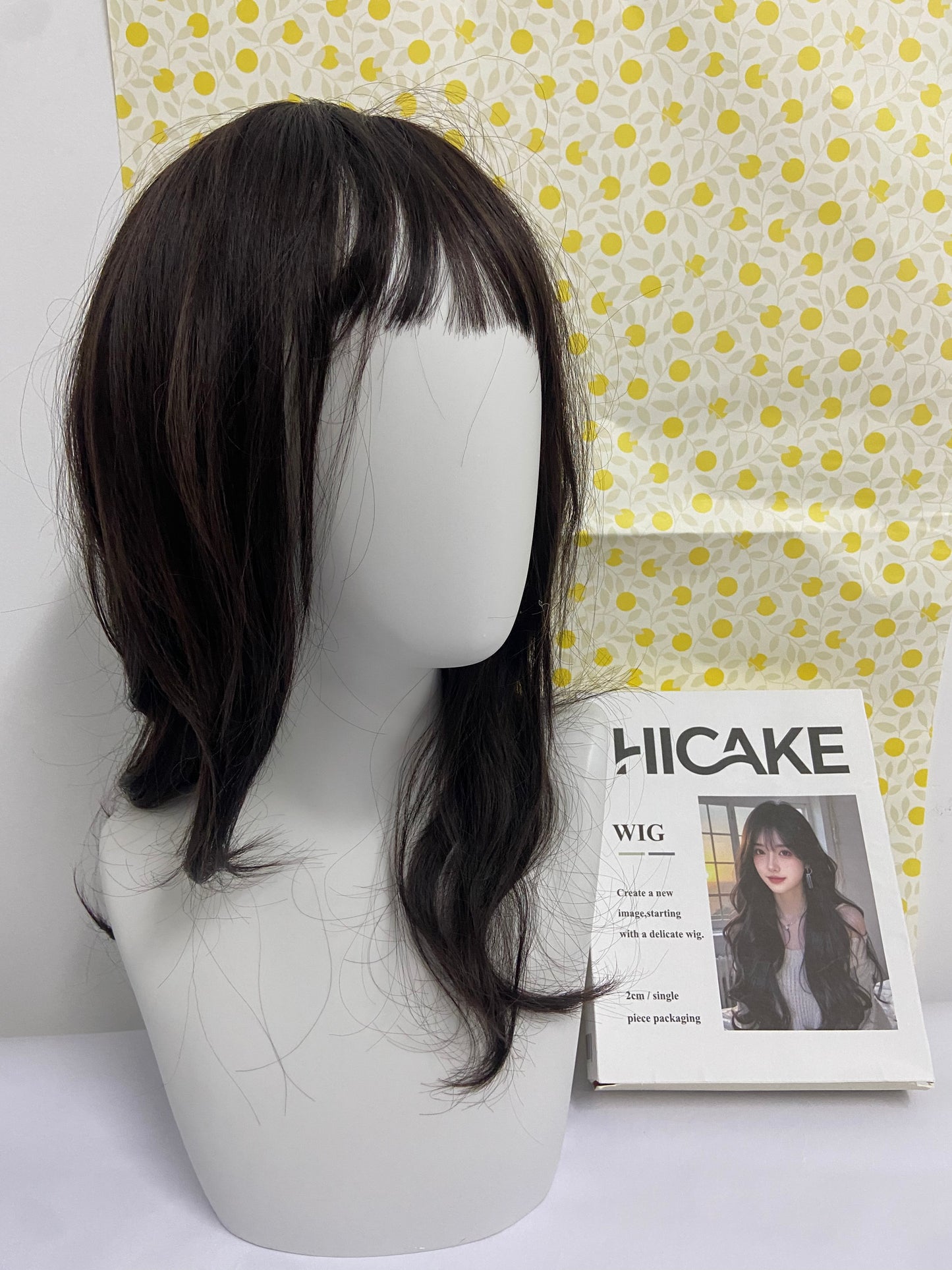 HICAKE Wigs Long Black Straight Hair Wig with Bangs Synthetic High Temperature Fiber Wig for Women