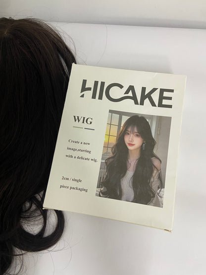 HICAKE Wigs Long Black Straight Hair Wig with Bangs Synthetic High Temperature Fiber Wig for Women