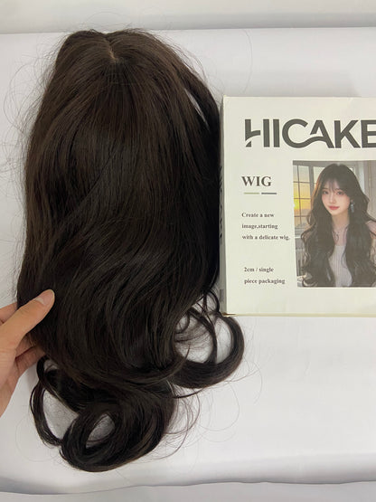 HICAKE Wigs Long Black Straight Hair Wig with Bangs Synthetic High Temperature Fiber Wig for Women