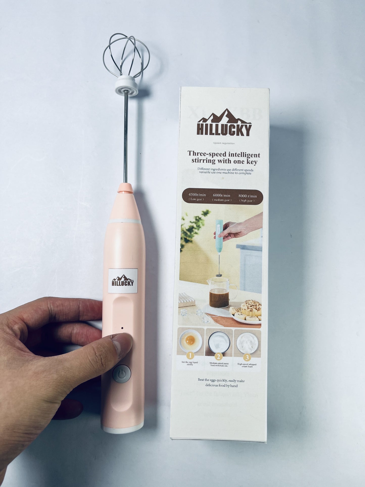 HILLUCKY Rechargeable Handheld Electric Egg beasters,Cordless Electric Beater Whisk for Egg,Strong Three Speed Adjustable.