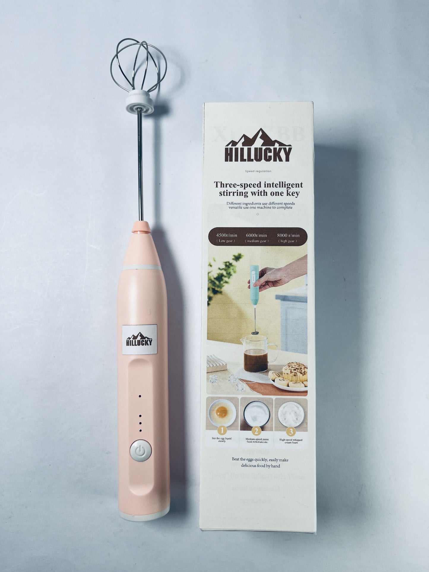 HILLUCKY Rechargeable Handheld Electric Egg beasters,Cordless Electric Beater Whisk for Egg,Strong Three Speed Adjustable.