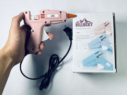 HILLUCKY Rechargeable Pink Glue Gun,For DIY Craft Gift,Safe for Crafting & Projects, Lightweight,Professional Grade Hot Glue,Minimalist Style, 30S Heating Fast,Compact Size, USB-C Rechargeable