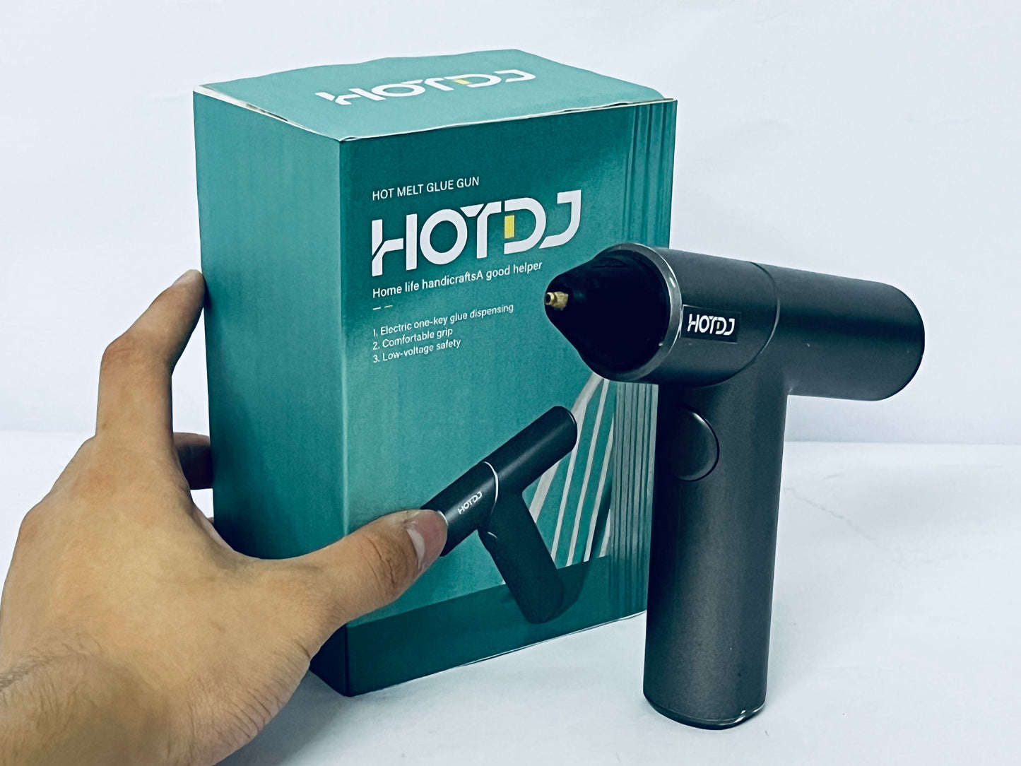 HOTDJ  Compact Mini Size High-Temperature Hot Glue Gun - Ideal for Crafting - Black