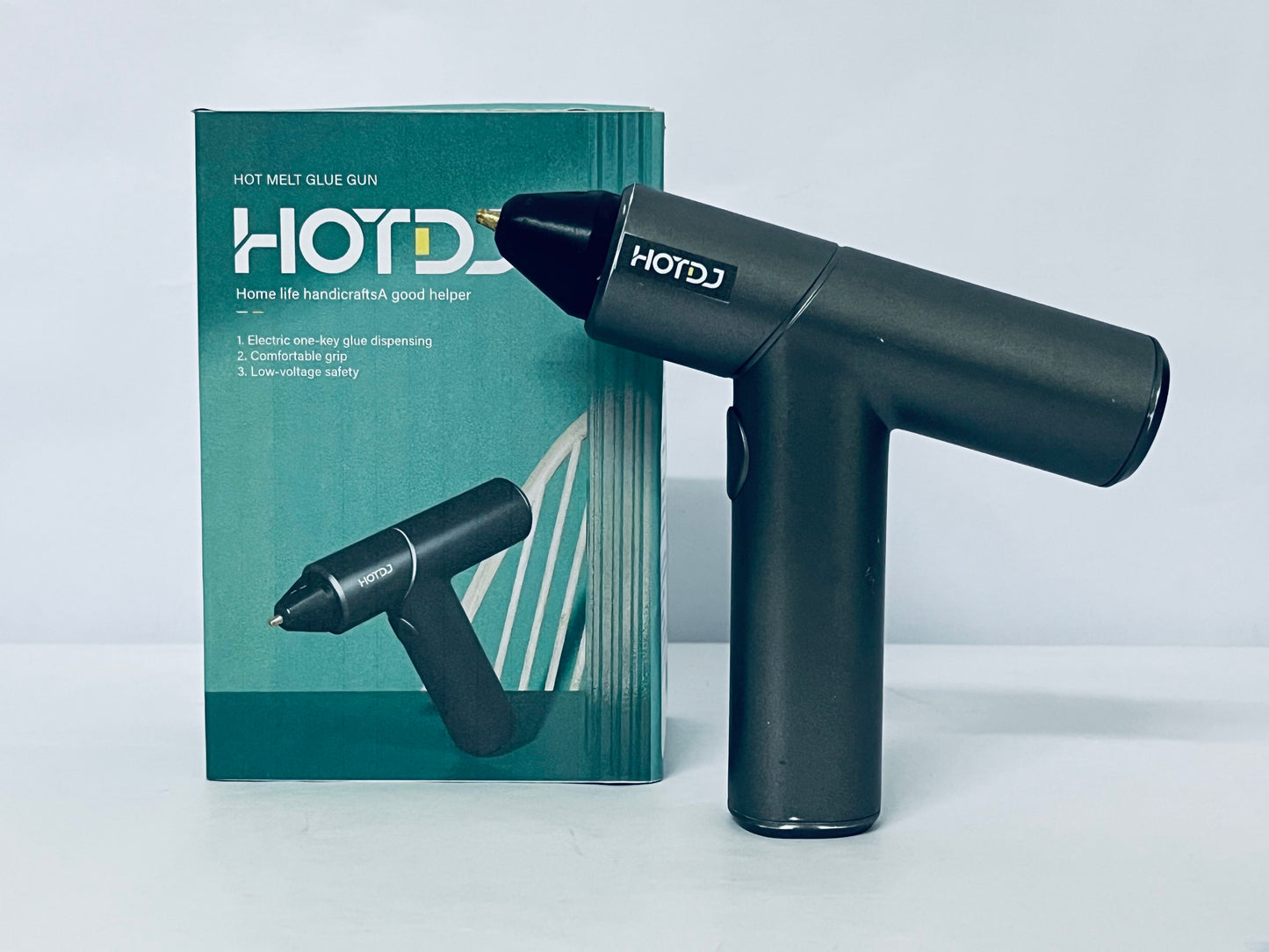 HOTDJ  Compact Mini Size High-Temperature Hot Glue Gun - Ideal for Crafting - Black