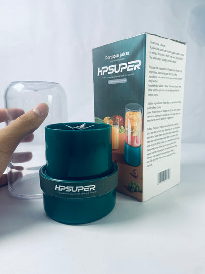 HPSUPER Portable Blender,Juicer & Smoothie Maker,Press & Twist Design,4 Tip Stainless Steel Blade,Cord Wrap,240 Watt Motor,Dark Green