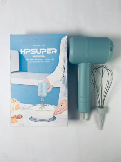 HPSUPER Cordless Hand Mixer, One Touch Off Handheld Electric Whisk with 3 Speed Modes(Pea Green)