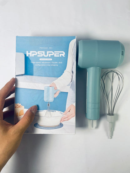 HPSUPER Cordless Hand Mixer, One Touch Off Handheld Electric Whisk with 3 Speed Modes(Pea Green)