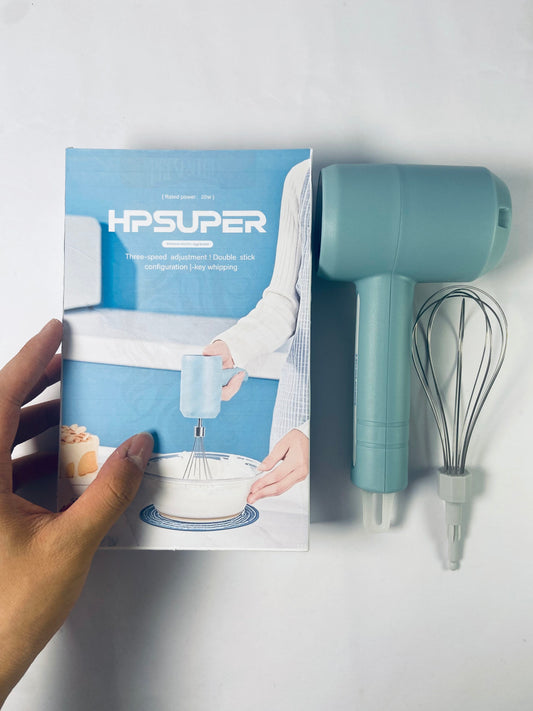 HPSUPER Cordless Hand Mixer, One Touch Off Handheld Electric Whisk with 3 Speed Modes(Pea Green)