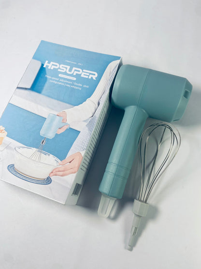 HPSUPER Cordless Hand Mixer, One Touch Off Handheld Electric Whisk with 3 Speed Modes(Pea Green)