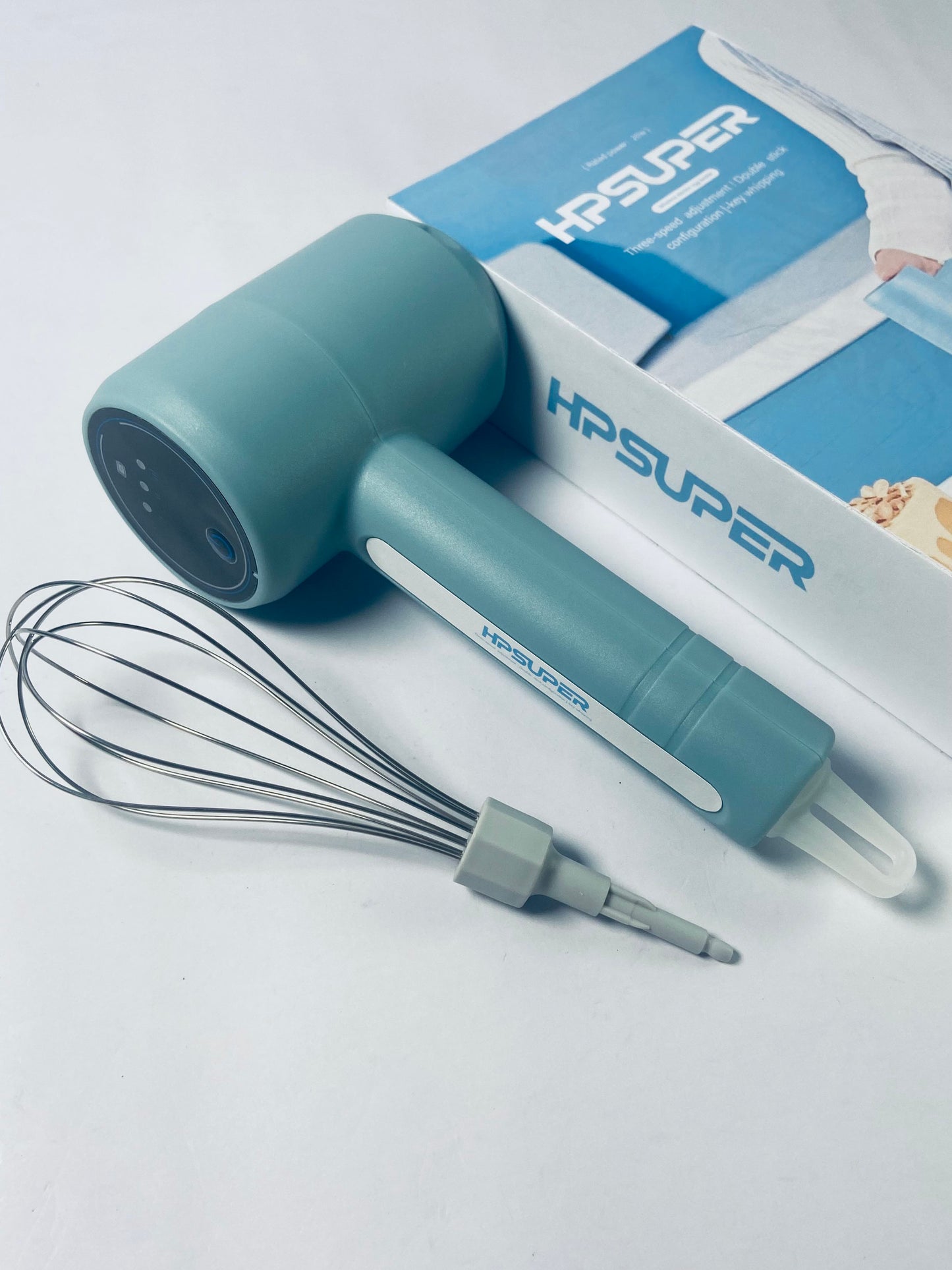 HPSUPER Cordless Hand Mixer, One Touch Off Handheld Electric Whisk with 3 Speed Modes(Pea Green)