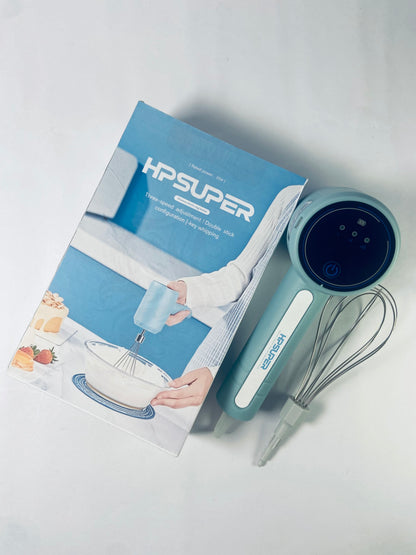 HPSUPER Cordless Hand Mixer, One Touch Off Handheld Electric Whisk with 3 Speed Modes(Pea Green)