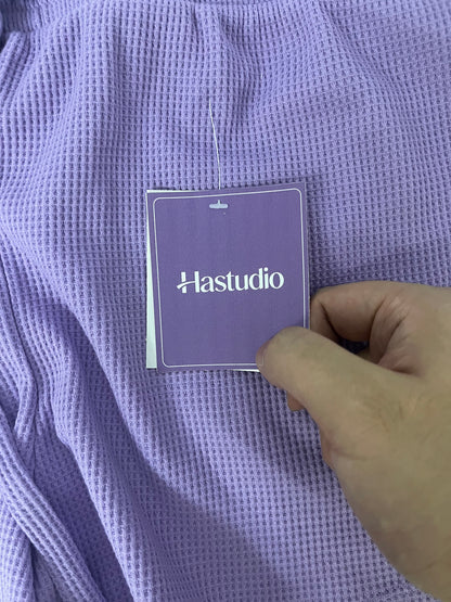 Hastudio Waffle Knit Purple Casual Shorts - The Perfect Blend of Comfort and Style