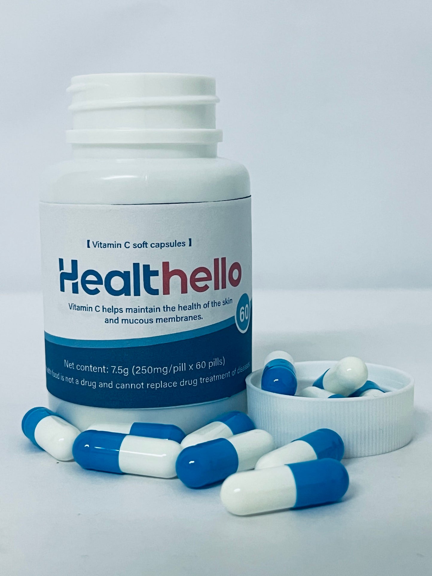 Healthello Vitamin 15000mg Capsules - Extra Strength Vegan Vitamin C for Daily Antioxidant & Immune Support - Non-GMO, 60 Capsules[60-Day Supply]
