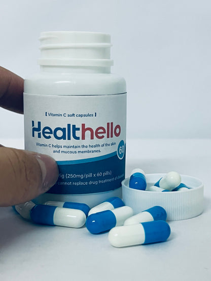 Healthello Vitamin 15000mg Capsules - Extra Strength Vegan Vitamin C for Daily Antioxidant & Immune Support - Non-GMO, 60 Capsules[60-Day Supply]