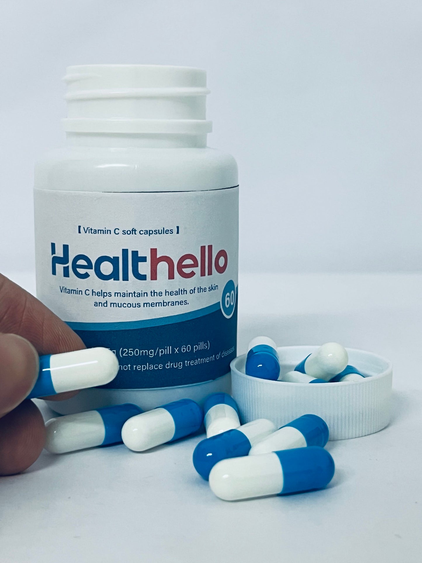Healthello Vitamin 15000mg Capsules - Extra Strength Vegan Vitamin C for Daily Antioxidant & Immune Support - Non-GMO, 60 Capsules[60-Day Supply]