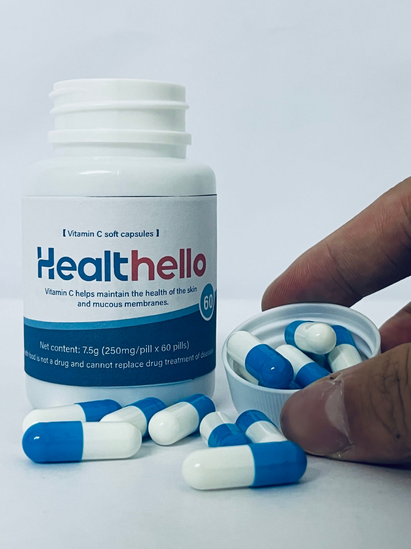 Healthello Vitamin 15000mg Capsules - Extra Strength Vegan Vitamin C for Daily Antioxidant & Immune Support - Non-GMO, 60 Capsules[60-Day Supply]