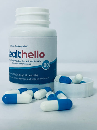Healthello Vitamin 15000mg Capsules - Extra Strength Vegan Vitamin C for Daily Antioxidant & Immune Support - Non-GMO, 60 Capsules[60-Day Supply]
