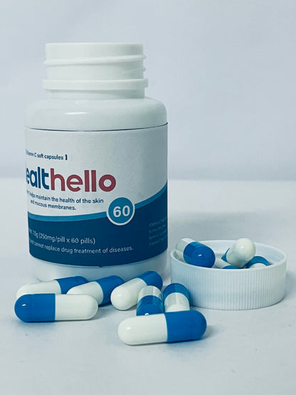 Healthello Vitamin 15000mg Capsules - Extra Strength Vegan Vitamin C for Daily Antioxidant & Immune Support - Non-GMO, 60 Capsules[60-Day Supply]