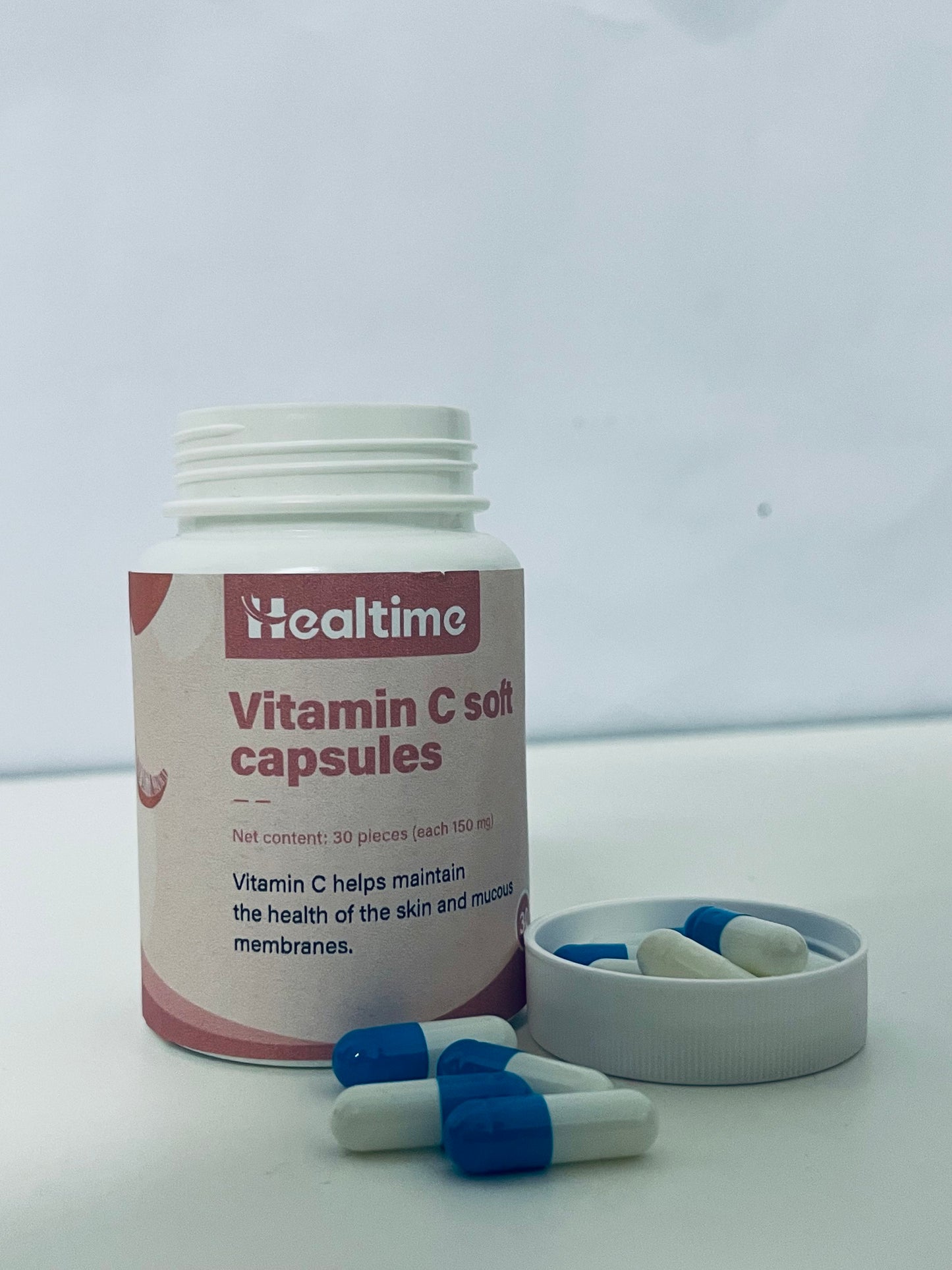 Healtime Vitamin C Soft Capsules 30-Count (150mg Each) Gentle Nourishment A Daily Nutritional Supplement for Skin & Mucous Membrane Health