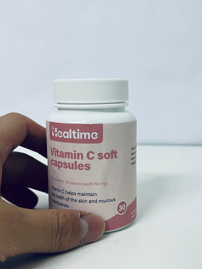 Healtime Vitamin C Soft Capsules 30-Count (150mg Each) Gentle Nourishment A Daily Nutritional Supplement for Skin & Mucous Membrane Health
