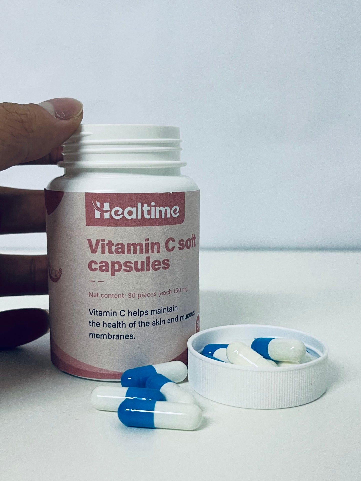 Healtime Vitamin C Soft Capsules 30-Count (150mg Each) Gentle Nourishment A Daily Nutritional Supplement for Skin & Mucous Membrane Health