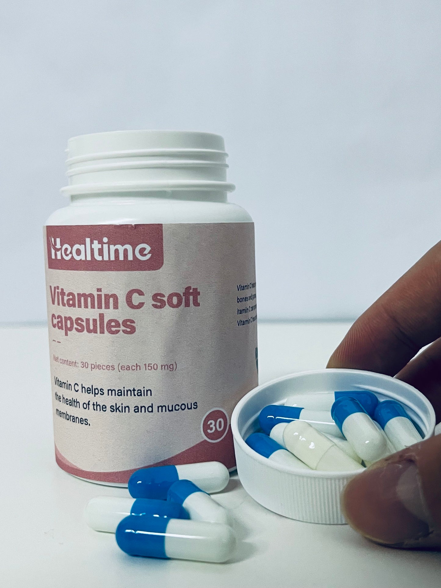 Healtime Vitamin C Soft Capsules 30-Count (150mg Each) Gentle Nourishment A Daily Nutritional Supplement for Skin & Mucous Membrane Health
