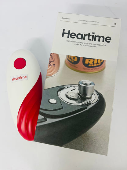 Heartime Electric Can Opener - One-Touch Automatic Operation, Battery Powered for All Can Sizes, Safe Smooth Edge Cutting, Ideal for Seniors & Arthritis Users