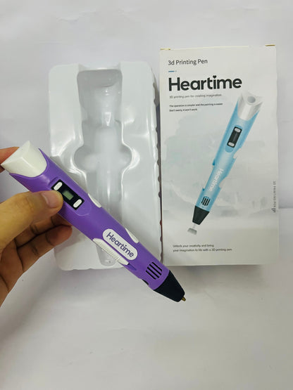 Heartime 3D Pen Kit with Display | All-in-One Bundle Includes Filament, Charger, Stencil Book & Guide for Beginners and Kids