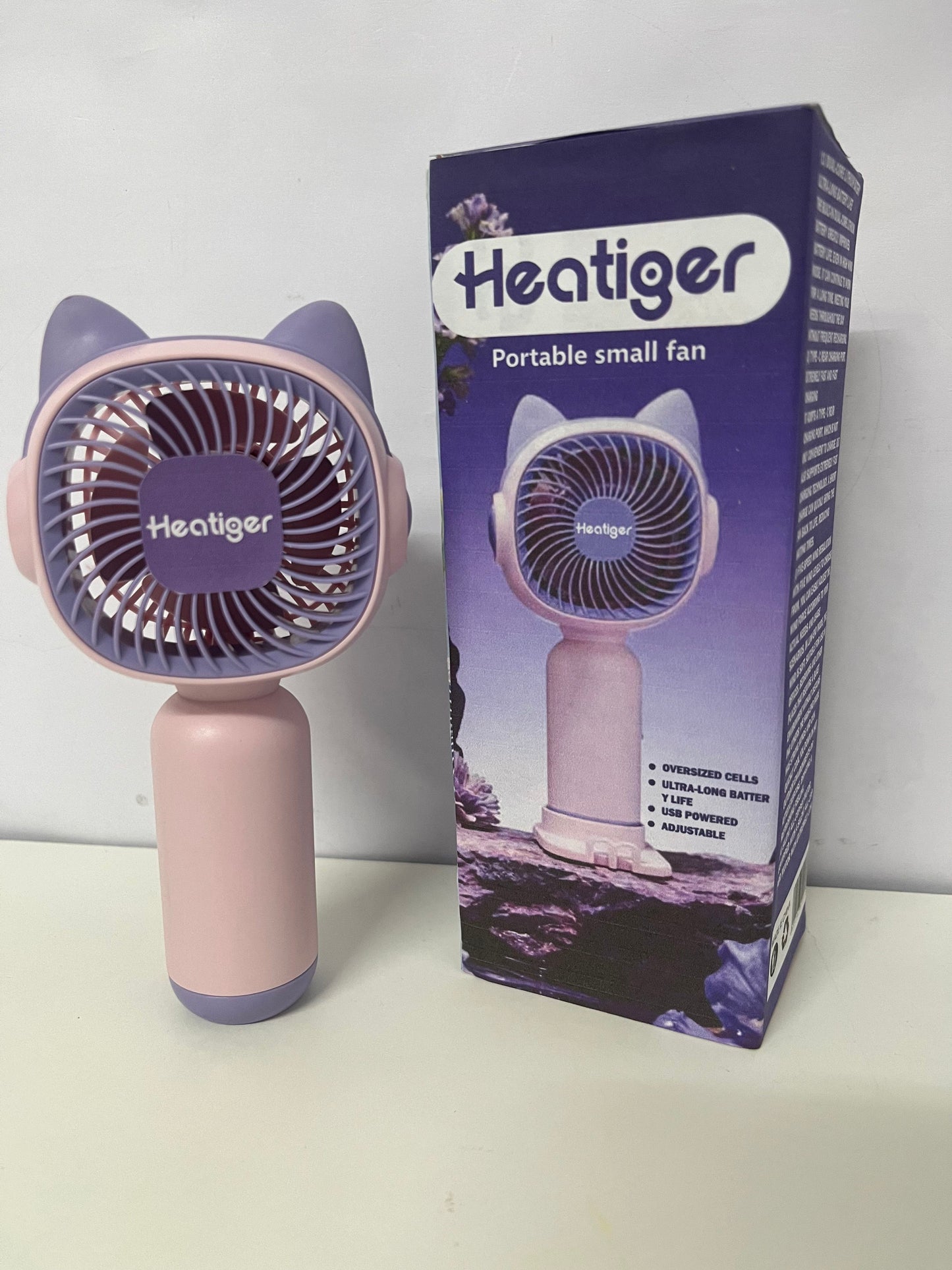 [Heatiger Electric fans]-Cute Cat Ear Handheld Mini Fan - 5-Speed USB Rechargeable Portable Fan