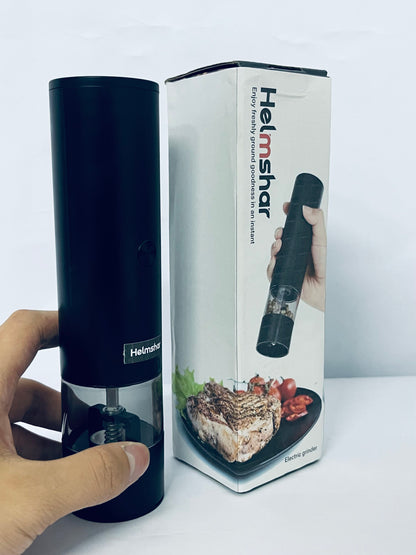 Helmshar Rechargeable Automatic Pepper Mill Grinder Adjustable Coarseness shakers, One-Hand Operation for Kitchen