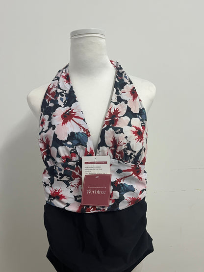 Herbtree Women's V Neck Tankini Sets Two Piece Tummy Control Swimsuit Floral Printed Bathing Suit Halter Push up Swimwear