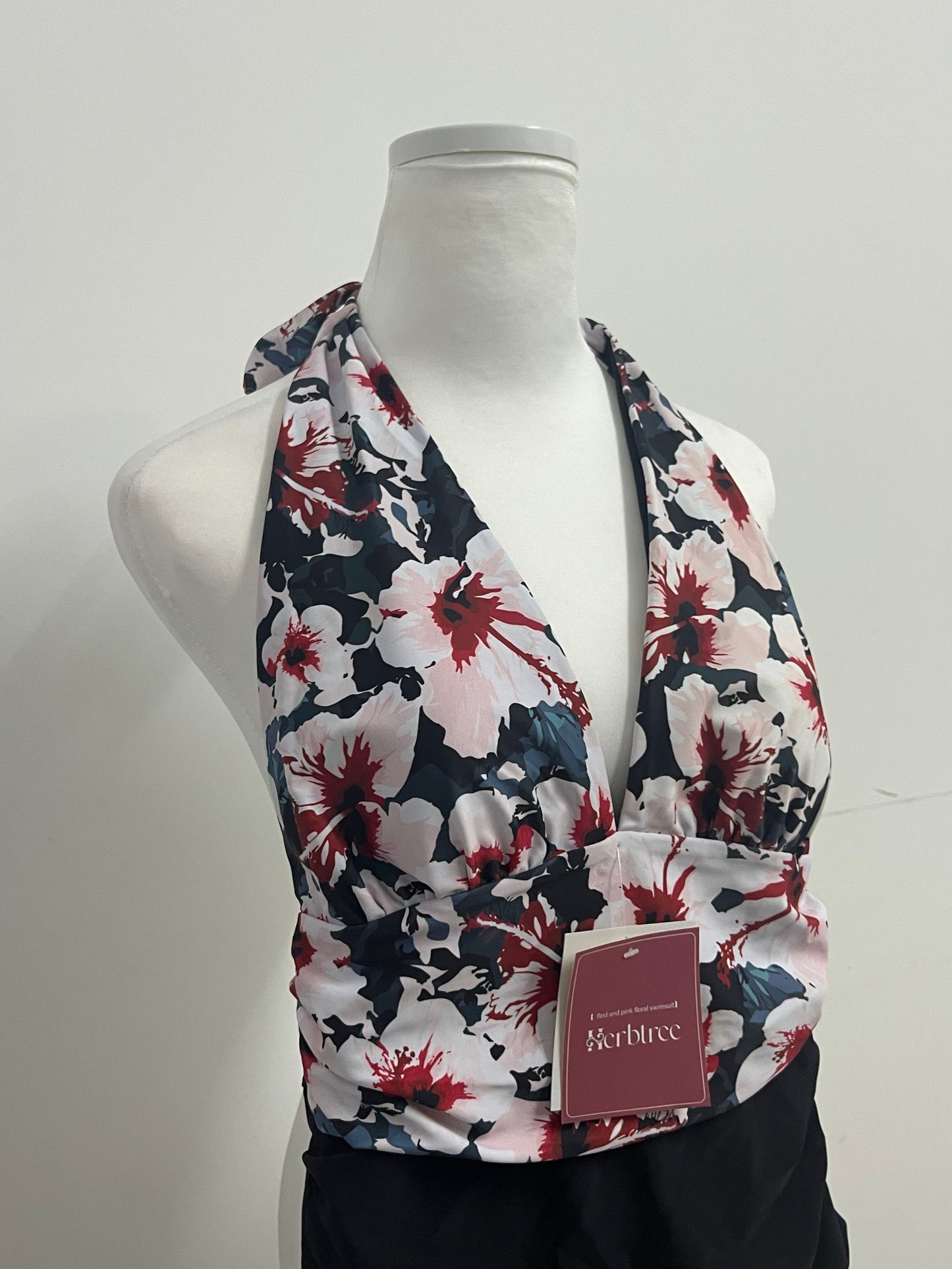 Herbtree Women's V Neck Tankini Sets Two Piece Tummy Control Swimsuit Floral Printed Bathing Suit Halter Push up Swimwear